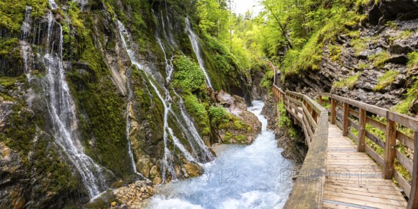 Wimbach Gorge in the Bavarian Alps Panorama in Ramsau near Berchtesgaden, Germany, Europe