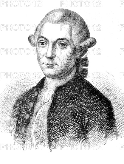 Magnus Gottfried Lichtwer the Younger, 30 January 1719, 7 July 1783, a German jurist and fabulist in the Age of Enlightenment, Historical, digital reproduction of an original from the 19th century
