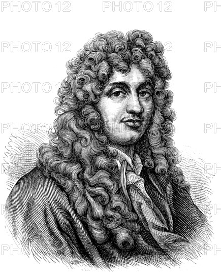 Christian Huygens, 14 April 1629, 8 July 1695, also Christianus Hugenius, was a Dutch astronomer, mathematician and physicist, Historical, digital reproduction of an original from the 19th century