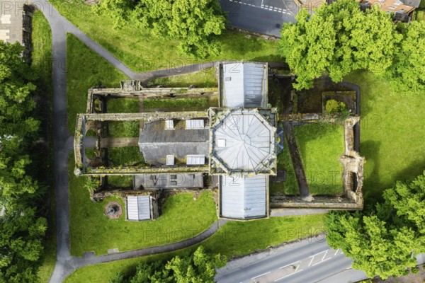 All Saints Church in Pontefract from a drone, West Yorkshire, England, United Kingdom, Europe