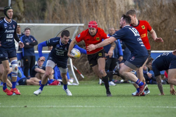 Rugby: Germany against MKS Pogon Awenta Siedlce, Poland in Heidelberg (test match of the German national rugby team in preparation for the upcoming World Cup qualifiers)