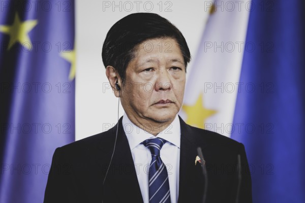 Ferdinand Marcos Jr, President of the Philippines, speaks to the media after a joint meeting with Olaf Scholz (not pictured), German Chancellor, in Berlin, 12 March 2024