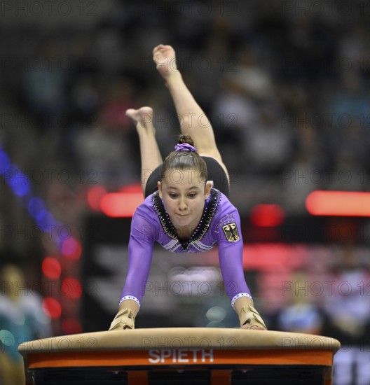 Marlene Gotthardt GER vault, gymnastics, artistic gymnastics, gymnasts, woman, EnBW DTB-Pokal, Porsche-Arena, Stuttgart, Baden-Württemberg, Germany, Europe