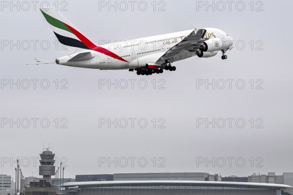 Aircraft Emirates, Airbus A380-800, A6-EON, Zurich Kloten, Switzerland, Europe
