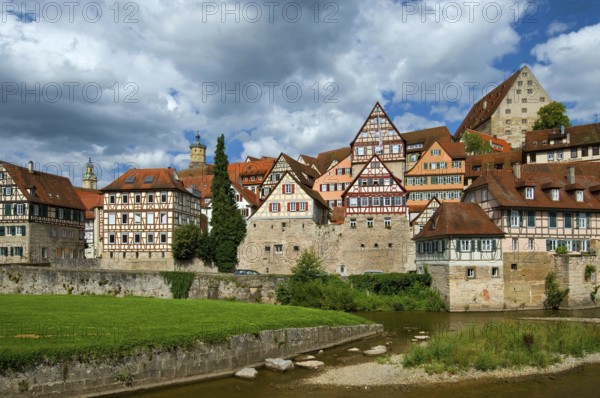 Europe, Germany, Baden-Württemberg, Schwäbisch Hall, an der Kocher, View from Unterwöhrd to the old town, Schwäbisch Hall, Baden-Württemberg, Germany, Europe