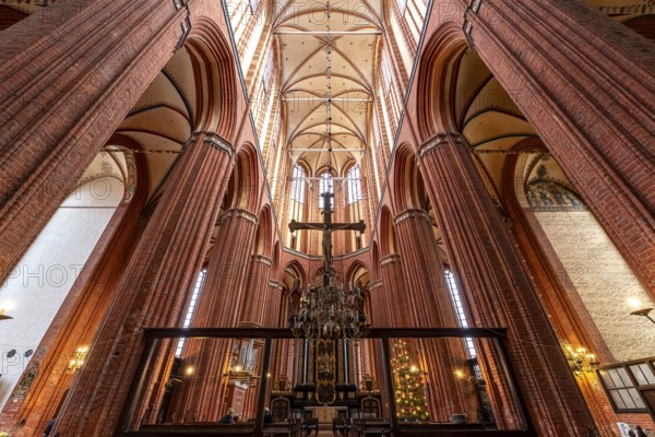 Interior of the church of St Nikolai in the Hanseatic city of Wismar, Mecklenburg-Western Pomerania, Germany, Europe