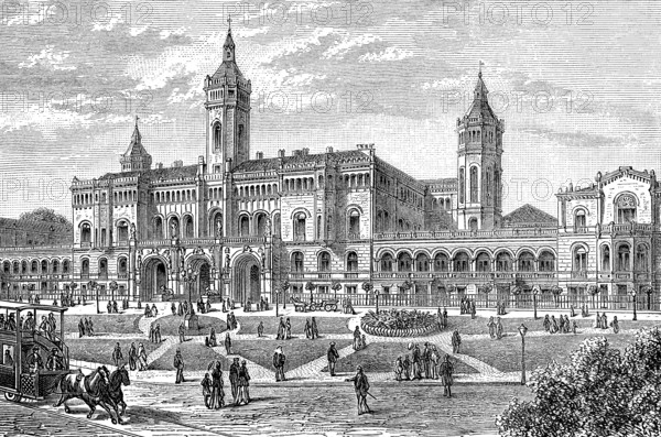 The Technical University of Hanover, Lower Saxony, Germany, in 1880, Historical, digital reproduction of an original from the 19th century, Europe