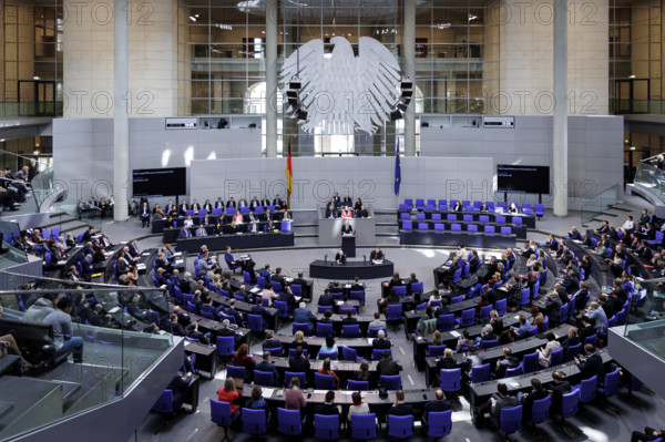 Olaf Scholz, Federal Chancellor, recorded as part of the government statement on the European Council. Berlin, 20 March 2024, Berlin, Germany, Europe