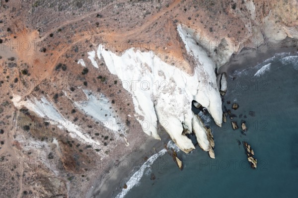 Aerial view, rocky coast, Cabo de Gata-Nijar Natural Park, Almeria, Andalusia, Spain, Europe