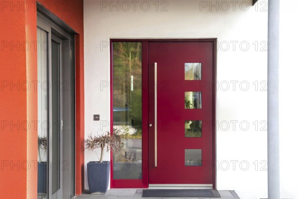Modern new red front door