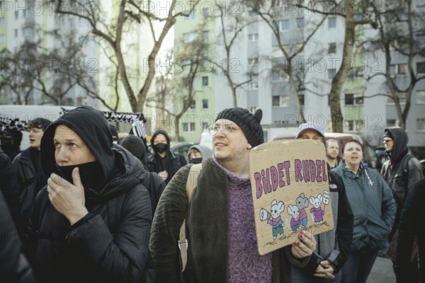 Protesters at a demonstration against the final rally of Beatrix von Storch and the AfD in the Bundestag election campaign in Lichtenberg, Berlin, Germany, Europe