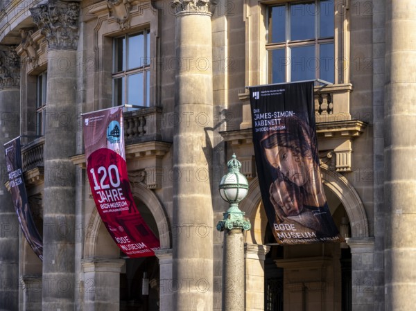 Posters on the façade of the Bode Museum, Museum Island, Berlin