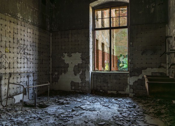 Interior view, former Alpine house on the historic site of the tuberculosis sanatorium in Beelitz, Brandenburg, Germany, Europe