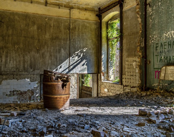 Interior view, former Alpine house on the historic site of the tuberculosis sanatorium in Beelitz, Brandenburg, Germany, Europe