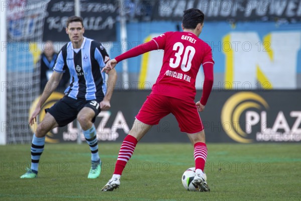 Football 3rd division, 2024/25 season, matchday 22: Waldhof Mannheim v SC Verl. On the ball: Timur Gayret (30, Verl)