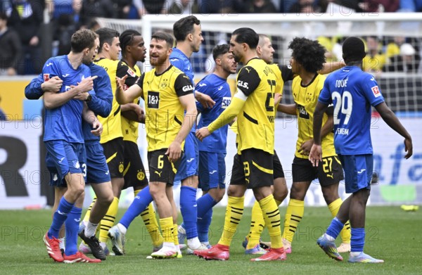Scuffle, Arthur Chaves TSG 1899 Hoffenheim (35) and Salih Oezcan Borussia Dortmund BVB (06) clash, PreZero Arena, Sinsheim, Baden-Württemberg, Germany, Europe