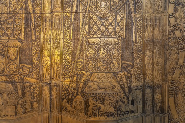 Monumental tomb slab of Bishops Ludolf and Heinrich von Bülow in Schwerin Cathedral of St Mary and St John, state capital Schwerin, Mecklenburg-Western Pomerania, Germany, Europe