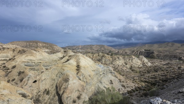 Desierto de Tabernas (Tabernas Desert) near the western village of Fort Bravo or Texas Hollywood, Almeria, Spain, Europe