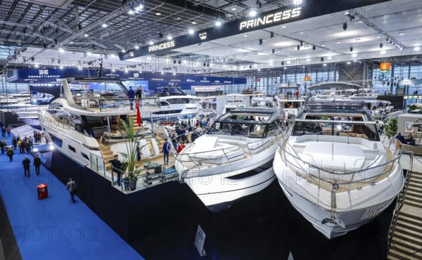 Luxury yachts, here English Princess yachts at the boot Düsseldorf trade fair, Düsseldorf, North Rhine-Westphalia, Germany, Europe