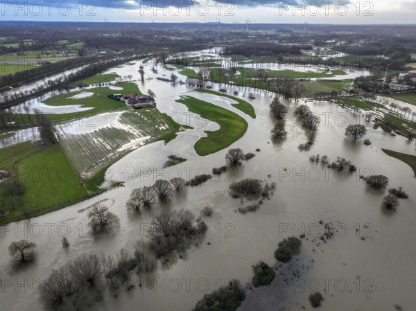 Dorsten, North Rhine-Westphalia, Germany, Flood on the Lippe, river in the Ruhr area, Europe