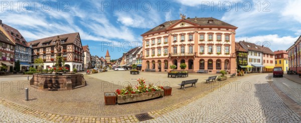 Panoramic view of the Obertorturm tower in the old town of Gengenbach in the Black Forest, Germany, Europe