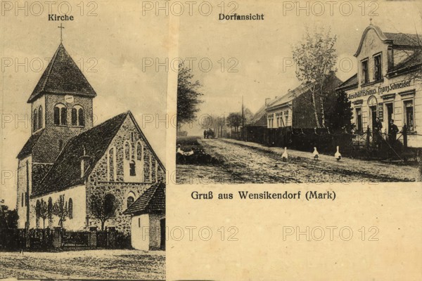 Historical postcard, picture postcard, greeting from Wensikendorf (Mark), Oberhavel, Brandenburg, Germany, digitally enhanced reproduction of an original from around 1900, picture postcard, Europe