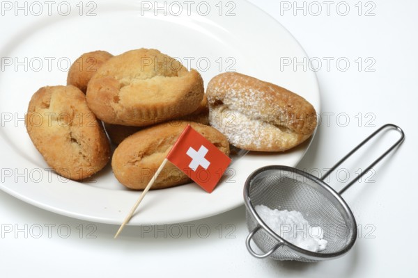 Schenkeli on a plate, sweet pastry for carnival time, Switzerland, Europe