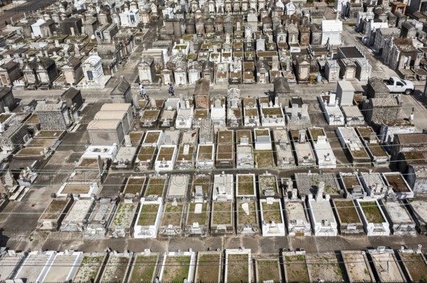 New Orleans, Louisiana - An aerial view of St. Joseph Cemetery #1, established in 1854. Burial in New Orleans is generally above ground due to the city's high water table and its location below sea level