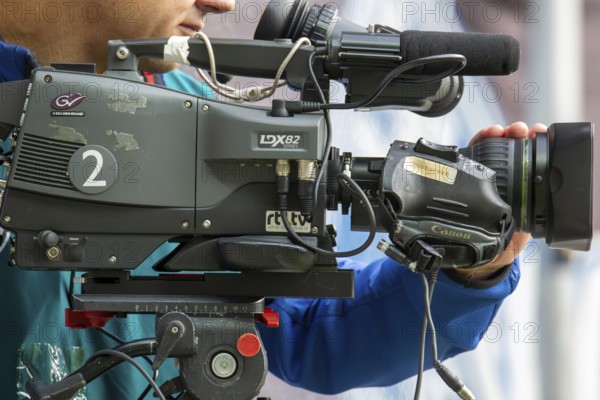 Television camera at a third division match (football) in Germany