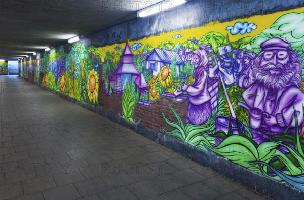 Art project by Martin Blumöhr, pedestrian subway Niwenhaus, Dom-Pedro-Straße, Munich, Bavaria, Germany, Europe