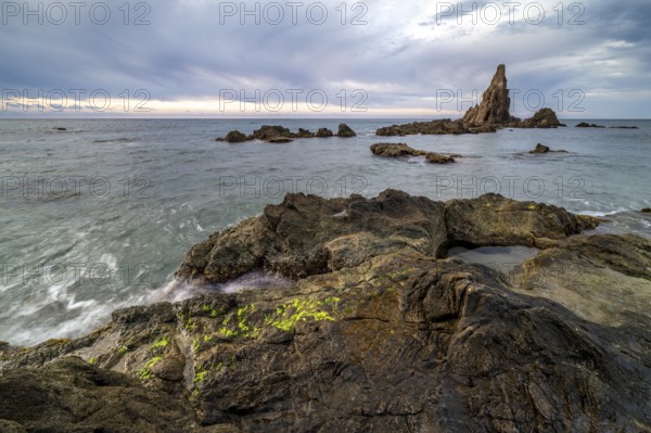 Rocky coast, Cabo de Gata-Nijar Natural Park, Almeria, Andalusia, Spain, Europe