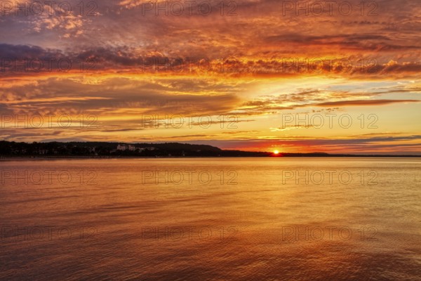 Intense sunset over the sea with orange and red tones, Rügen