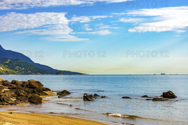Beach in the urban area of ??the island of Ilhabela on the north coast of Sao Paulo, Ilhabela, Sao Paulo, Brazil, South America