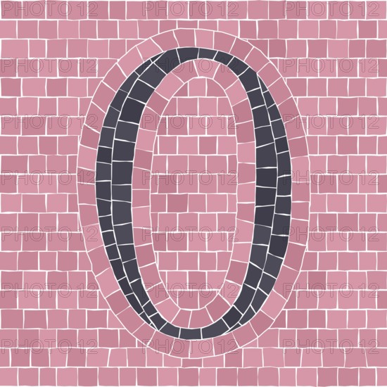 Mosaic tiles letter O. EPS 10 editable flat design vector seamless horizontal pattern