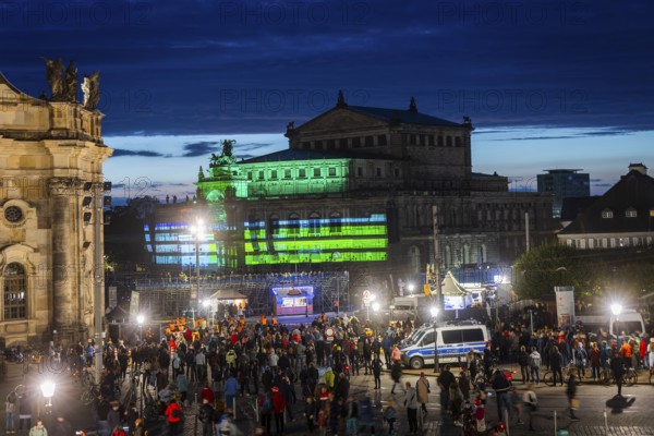 Only concert in Germany in 2024 in front of the Semperoper in Dresden. The legendary techno and electro pioneers power plant are playing a single concert in Germany this year, power plant Konzert Dresden, Dresden, Saxony, Germany, Europe