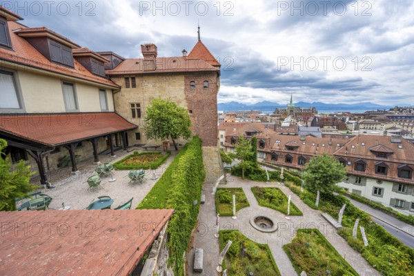 Ancien évêché de Lausanne, historic residence of the Bishop of Lausanne, now the city museum, historic old town, Lausanne, Vaud, Switzerland, Europe