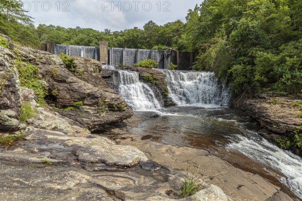 A. A. Miller dam and the upper section of Desoto Falls on the Little River at Desoto State park near Mentone, Alabama