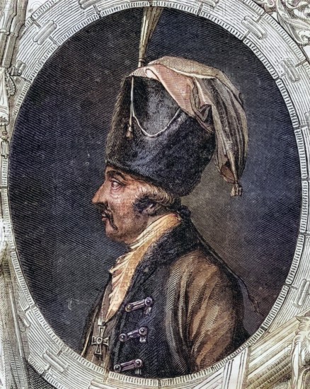 Count Dagobert Sigmund von Wurmser, also Dagobert Siegmund von Wurmser (born 7 May 1724 in Strasbourg died 22 August 1797 in Vienna) was an Austrian field marshal, Historical, digitally restored reproduction from a 19th century original, Record date not stated