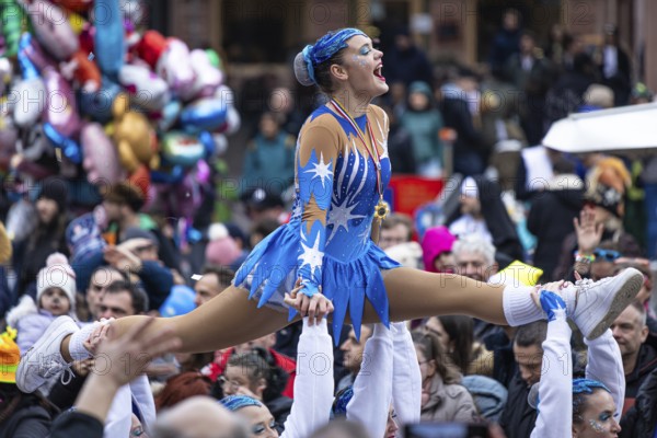 The Frankfurt carnival parade will pass through the Römerberg in Frankfurt am Main on 11 February 2024, Römerberg, Frankfurt am Main, Hesse, Germany, Europe