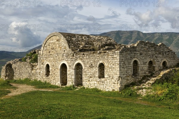 Ruined building in the citadel area of Berat castle, UNESCO World Heritage Site, Berat, Albania, Europe