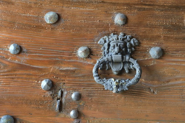 Door knocker, pilgrimage church Madonna del Sasso, Locarno, Canton Ticino, Switzerland, Europe