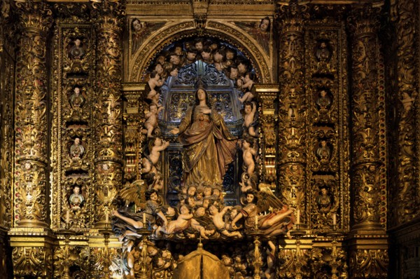 Interior view, chapel Capela do Santíssimo Sacramento, sculpture of Nossa Senhora da Assunção, church Igreja de São Roque, Lisbon, Portugal, Europe