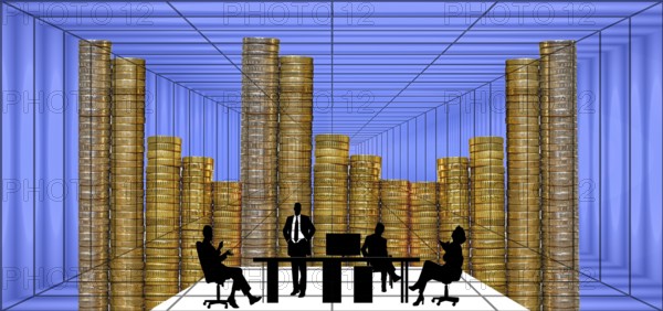 Symbol photo, financial market, stock market, charts, chart prices, rising, falling, telephoning trader, broker, investment banker, central bank, ECB, international markets