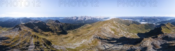 Alpine panorama, aerial view, Carnic High Trail, Carnic main ridge, Carnic Alps, Carinthia, Austria, Europe
