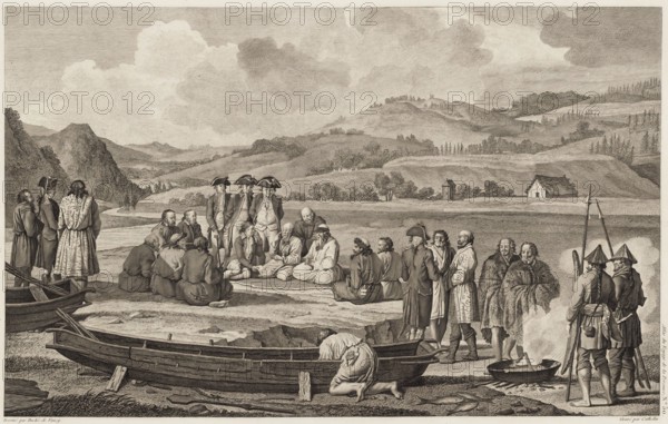 Costumes of the inhabitants of Langle Bay, 18th century, Historical, digitally restored reproduction from a 19th century original, Record date not stated