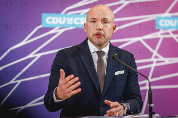 Alexander Hoffmann, Deputy First Parliamentary Secretary of the CSU in the Bundestag, at press statement in Berlin, 23 April 2024, Berlin, Germany, Europe