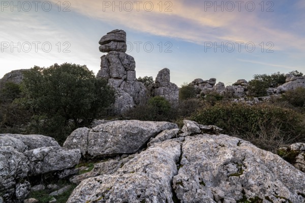 Bizarre limestone rock formations, El Torcal nature reserve, Torcal de Antequera, Malaga province, Andalusia, Spain, Europe