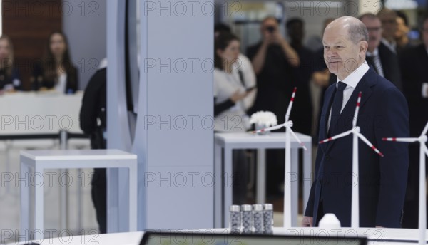 Olaf Scholz (SPD), Federal Chancellor, at the Hanover Trade Fair, Hanover, 22 April 2024, here at the Salzgitter company