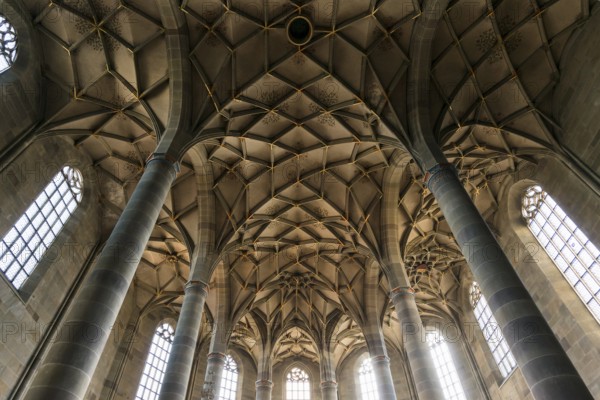 Interior view, Gothic vault, St Michael's Church, Schwäbisch Hall, Old Town, Kocher Valley, Kocher, Hohenlohe, Franconia, Baden-Württemberg, Germany, Europe