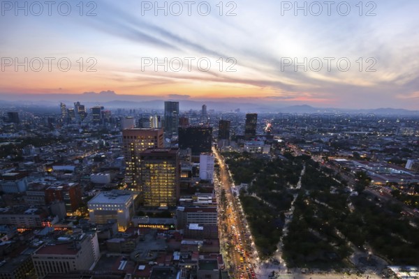 Panoramic view of Mexico City from the observation deck at the top of Latin American Tower (Torre Latinoamericana)